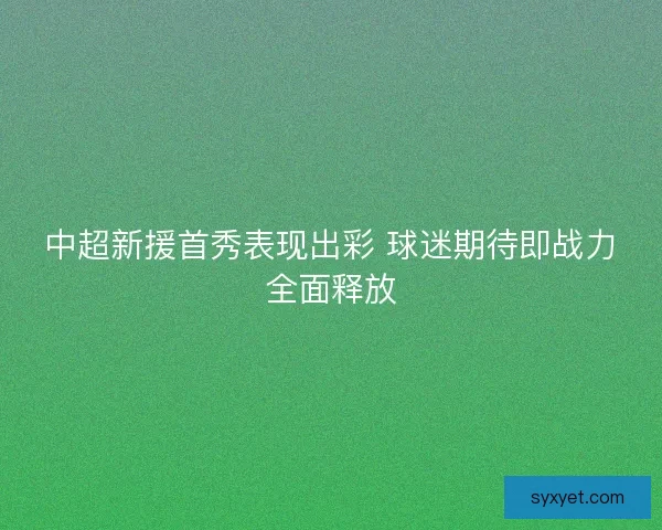中超新援首秀表现出彩 球迷期待即战力全面释放