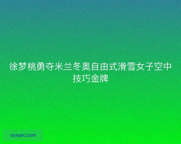 徐梦桃勇夺米兰冬奥自由式滑雪女子空中技巧金牌